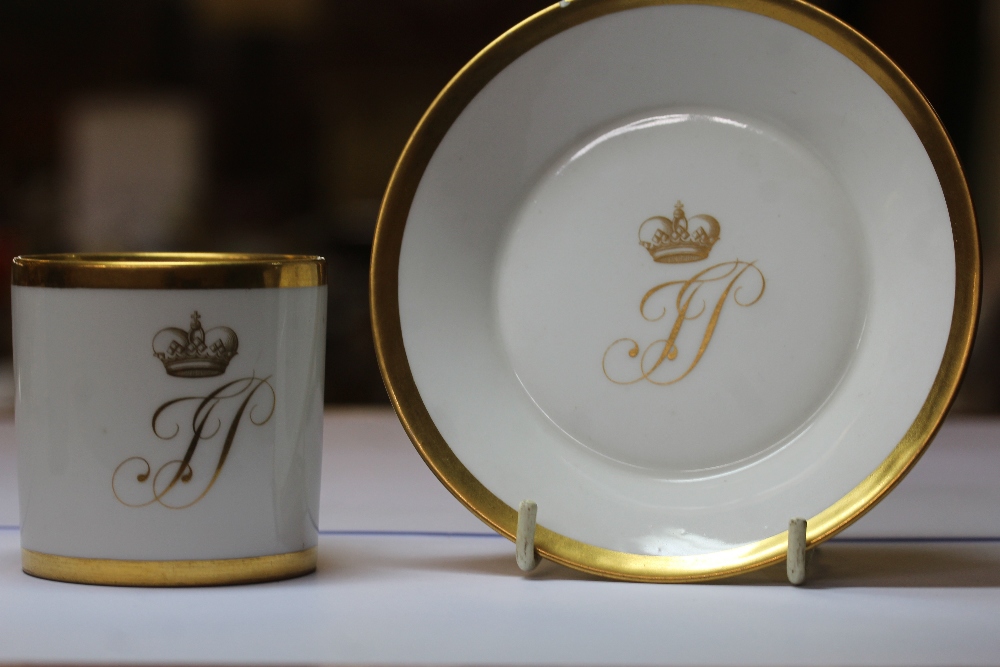 A Sevres porcelain Gilt and White coffee can and saucer - Image 8 of 8