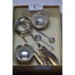 Silver napkin rings, salts etc