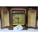 1930s G/M Swiss made travelling alarm clock (cased)