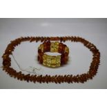 Simulated amber necklace and bracelet