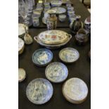 Quantity of Chinese blue and white porcelain saucers, Cantonese vase, Chinese tureen