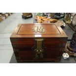 Chinese brass mounted jewellery chest
