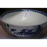 18th Century Worcester blue and white bowl precipice pattern, 23cm dia C1170