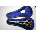 A Pair of Victorian cased grape scissors