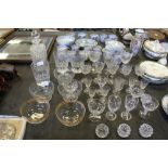 Cut glass decanter A/F and quantity of glassware