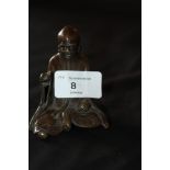 Chinese brown patinated bronze of a seated sage