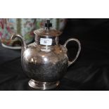 Victorian silver plated 'anti-spill' tea pot of Aesthetic design, dented to base
