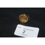 Elizabeth II 1987 1/20 oz Angel in gold ring mount, weight 3 grams