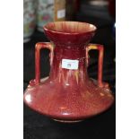 Linthorpe red/yellow glazed pottery two handled vase, shape 891