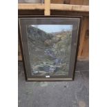 Helen Taylor - Pastel - Fell scene, signed, framed, label for Pictures Galore, Denbigh verso