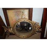 'Federal' gilt circular convex wall mirror, with eagle cresting