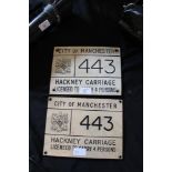 Two City of Manchester Hackney Carriage plates, No 443