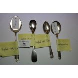 Victorian Silver Melon Spoon by William Rawlings Sobey Exeter 1850 & 3 other Silver Spoons