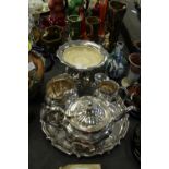 Plated tea set, tray, comport