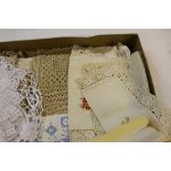 Box of Lace & Roll of Fabric