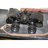 Pair of Leather Cased Binocculars