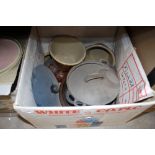 Box of Cast Cookery Wares etc