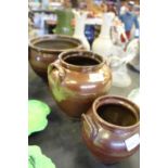 3 Salt Glazed Two Handled Pots