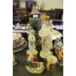 Large Tankard and 4 Capodimonte Figures