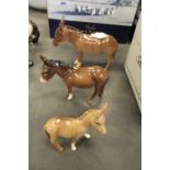 2 Beswick Donkeys & Foal