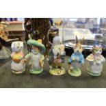 5 Beswick Beatrix Potter Figures (restored) - with Gold Back Stamp