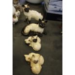 2 Beswick Siamese Cats & Kittens