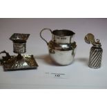 Silver Jug, Candlestick, Scent Bottle