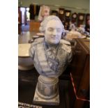 Blue and White porcelain bust of Louis XVI with unglazed face