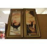 Pair of Continental Oils of Stags in Gilt Frames