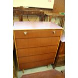 1970s Teak Tall 5 Drawer Chest