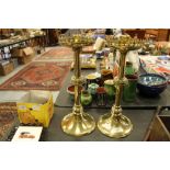 Pair of Victorian Ecclesiastical Candlesticks with Wide Drip Trays