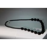 Russian jet (gagat) large bead necklace