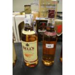 Two bottles of Bells Extra Special Old Scotch Whisky - 1ltr and 70cl Bottle