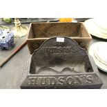 Antique Hudson Soap Box and Cast Dog Bowl A/F