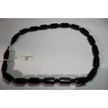 Russian jet (gagat) elongated bead necklace