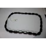 Russian jet (gagat) elongated bead necklace