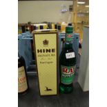 Bottle of Hine Signature Fine Cognac and a bottle of RAF Peppermint Liqueur