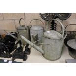 3 Galvanised Watering Cans