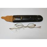 Pair vintage French spectacles in leather covered Banks Swinburn Penrith case