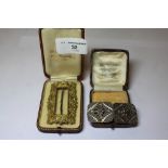 Gilt Belt Buckle & White Metal Shoe Buckles