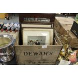 Dewars Scotch Whisky Crate (containing mixed pictures etc)