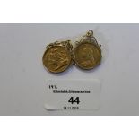 2 Mounted Half Sovereigns