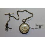 Silver Fob Watch and White Metal Chain