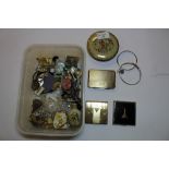 Box of 3 Powder Compacts and Costume Jewellery etc