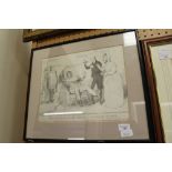 Lithograph Cartoon ' Administering a Butler Dose to a Fractious Patient'