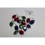 925 Ruby, Emerald and Sapphire Chain Link Necklace