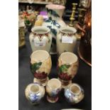 5 Old Castle Ware Lustre Vases and another Pair and a Crown Devon Lustre Vase