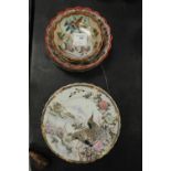 Collection of Hand-Painted Plates and Bowls
