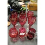 Set of Cranberry Glasses and other