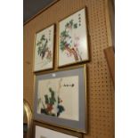 3 Chinese Silk Embroidery Framed Pictures